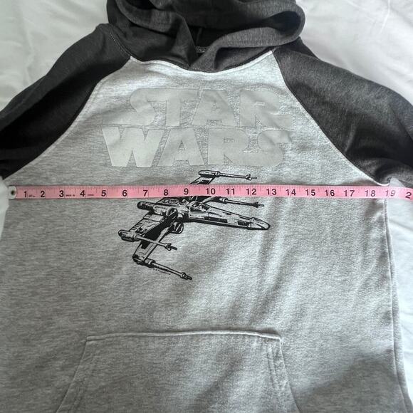 ✨Star Wars Kids Hoodie XL X-Wing Fighter Graphic Gray Black Pullover Sweatshirt - Picture 5 of 6